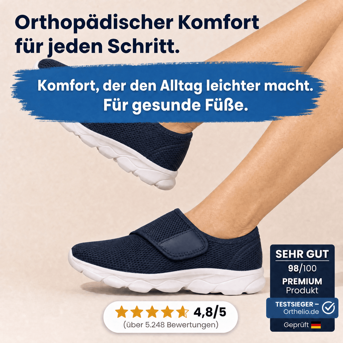 Orthelio – Schmerzlindernder Komfortschuh für geschwollene Füße